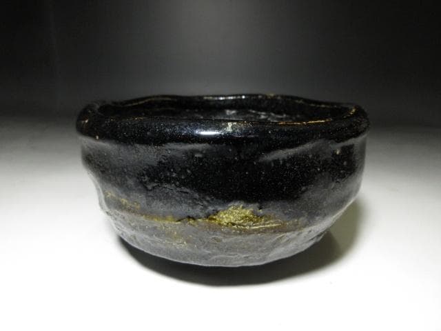 楽吉左衛門十代 旦入 黒茶碗／裏千家十五世 鵬雲斎 書付【雨祝】／共箱 仕覆