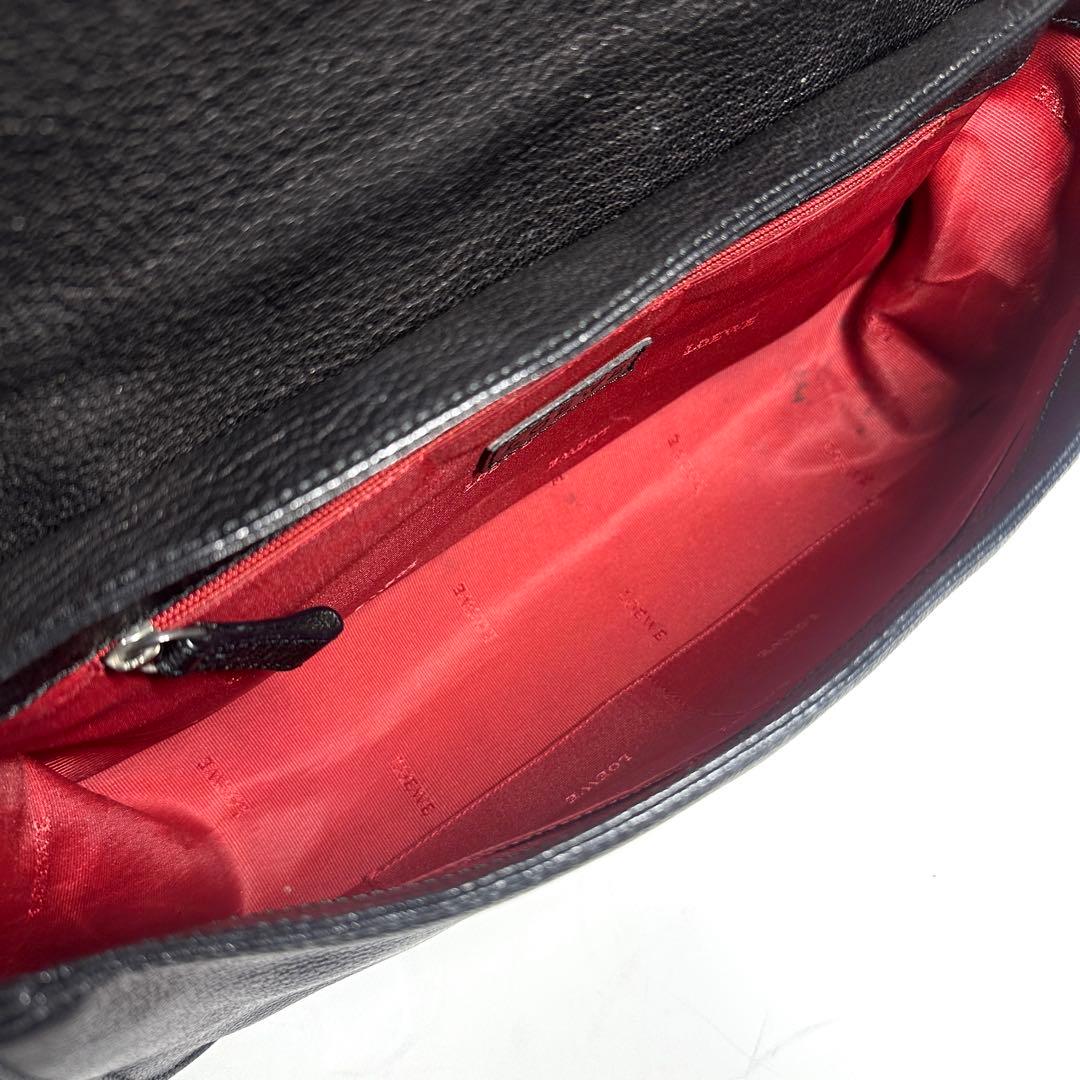 LOEWE ロエベ アナグラム スタッズ レザー ショルダーバッグ ブラック