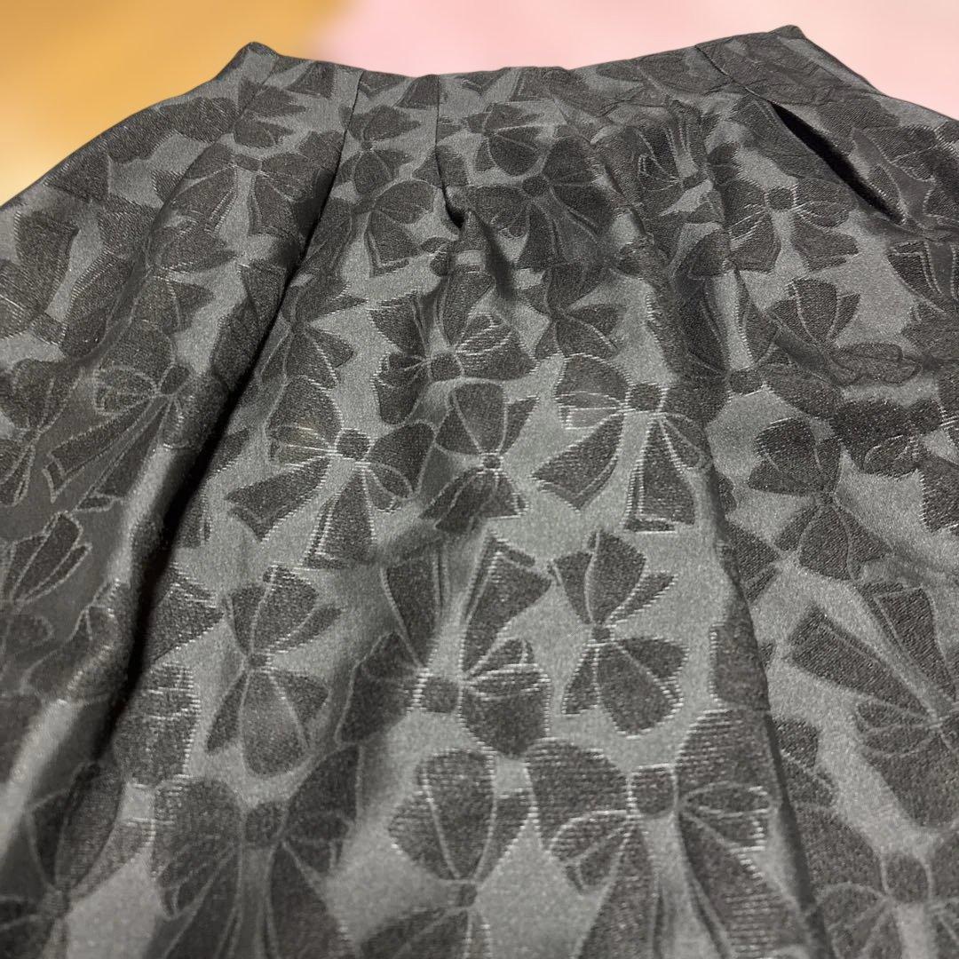 美品リボン柄エムズグレイシ- M'S GRACY 42 XL スカート