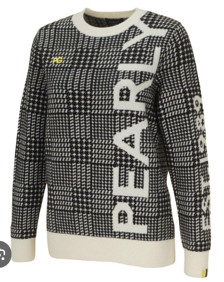 ☆PEARLY GATES☆ゴルフカシミヤ100％ニット 千鳥柄 1M 黒白黄