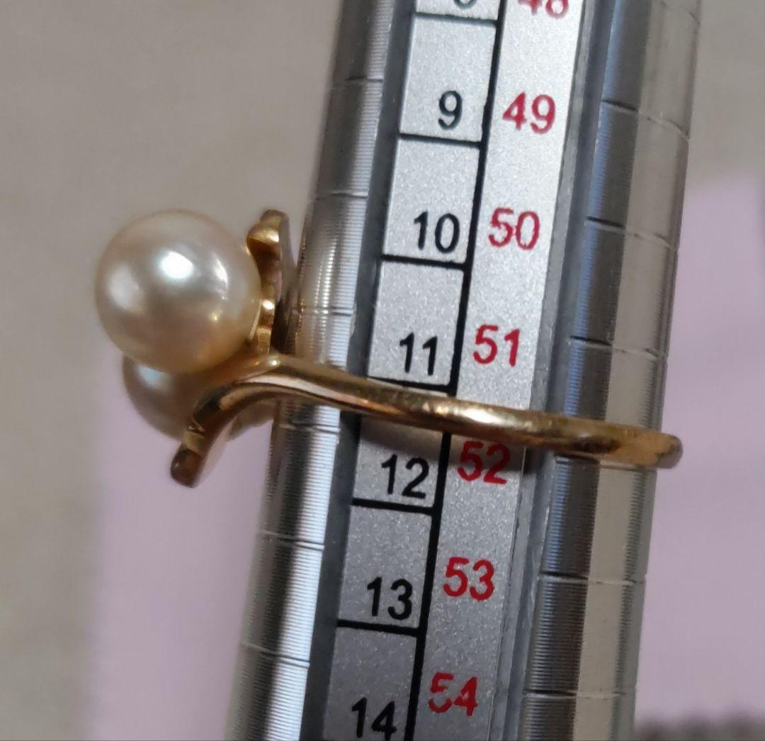 「がっちゃんです」１８K 本真珠 ダブルパール リング ゴールド 指輪