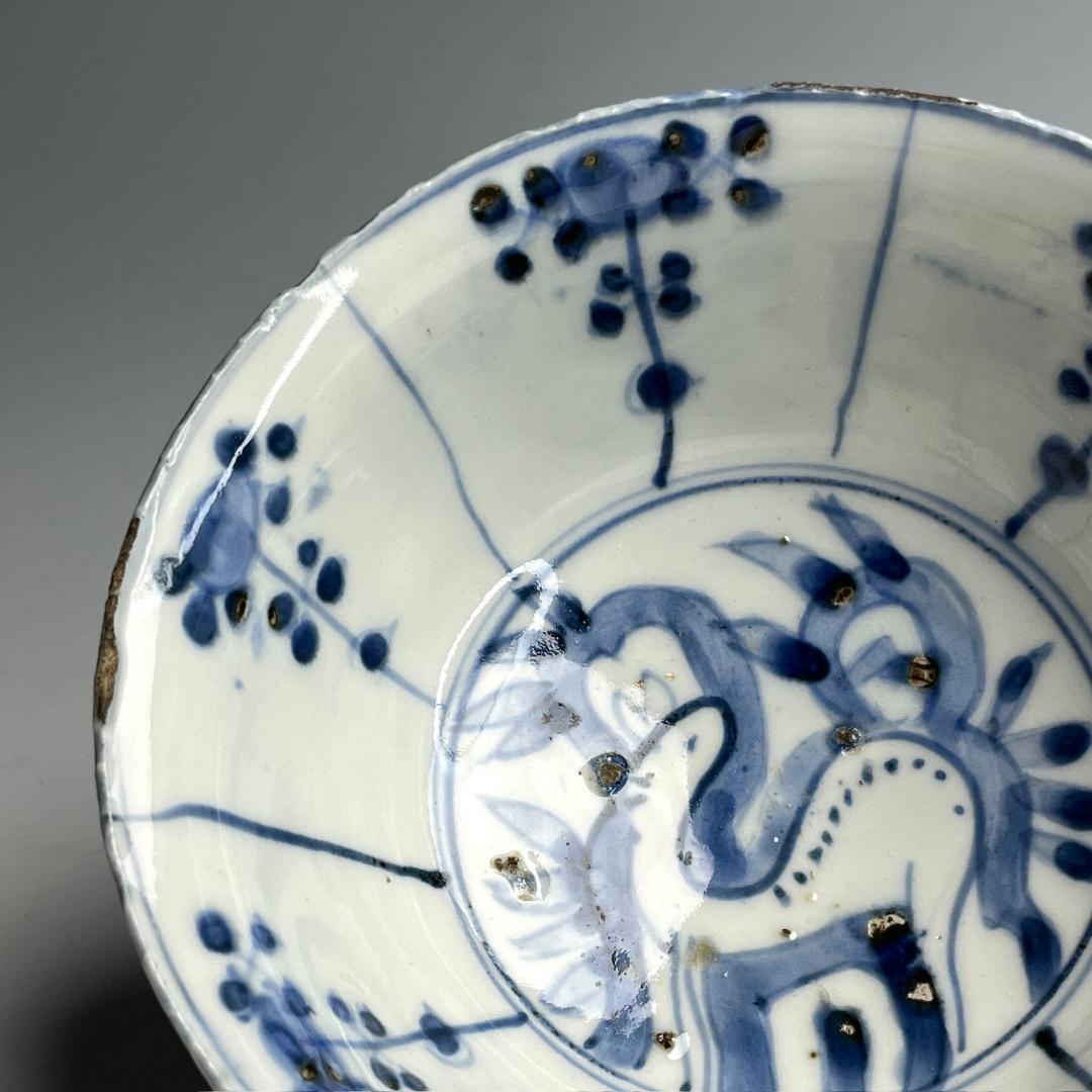 鹿紋鉢 古染付 明時代 中国美術 擺件 旧家 766+