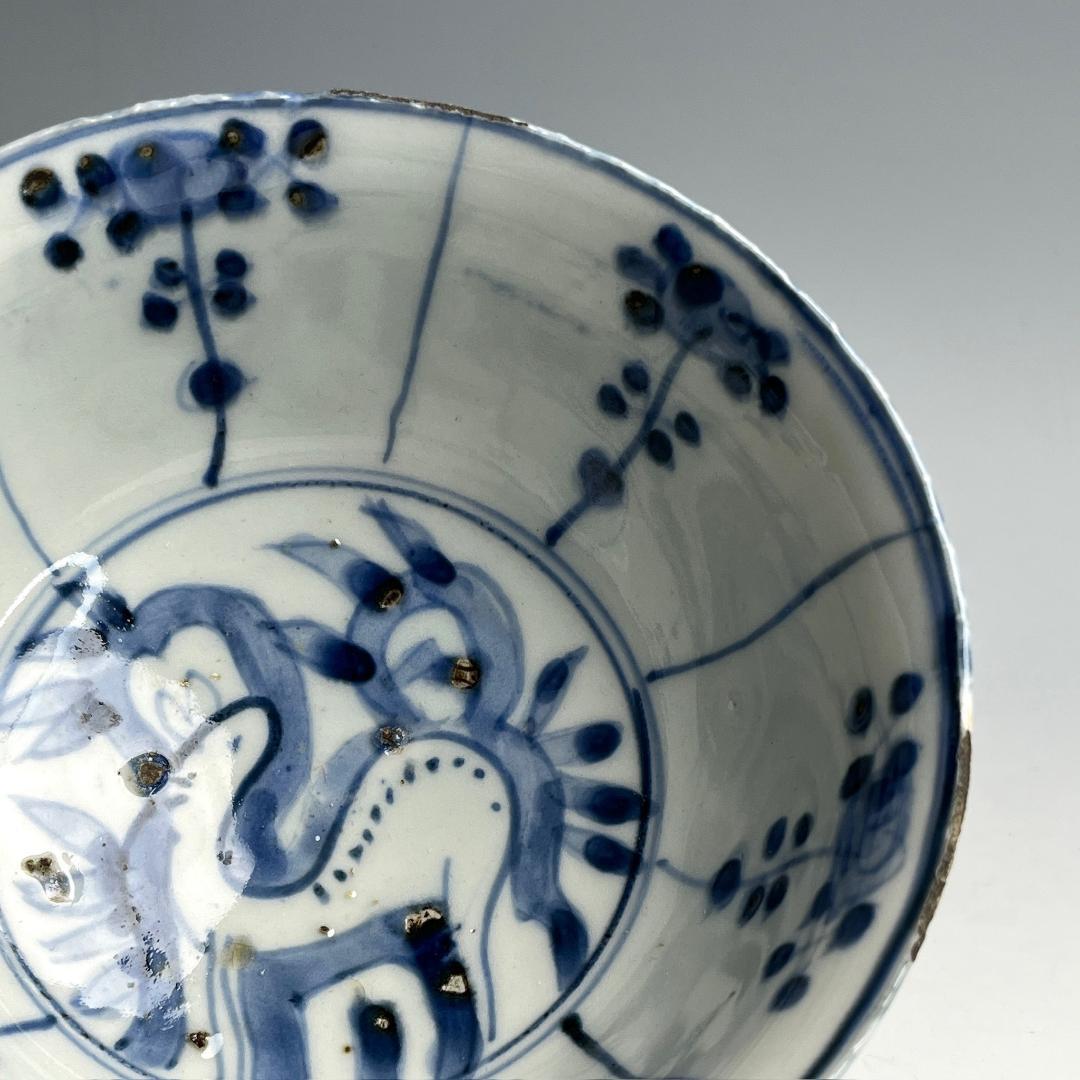 鹿紋鉢 古染付 明時代 中国美術 擺件 旧家 766+