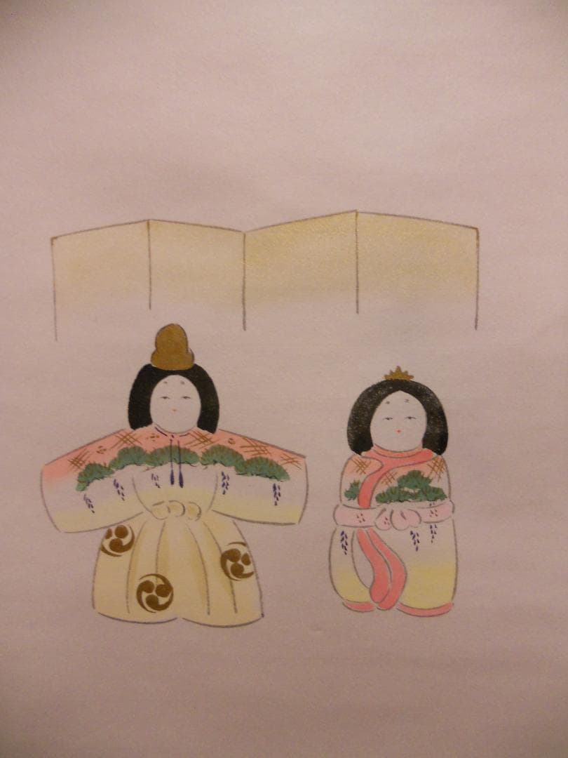 掛け軸 大徳寺 吉祥寺 丹羽萬寧 添書『雛』図『 桃花笑春風 』紙本