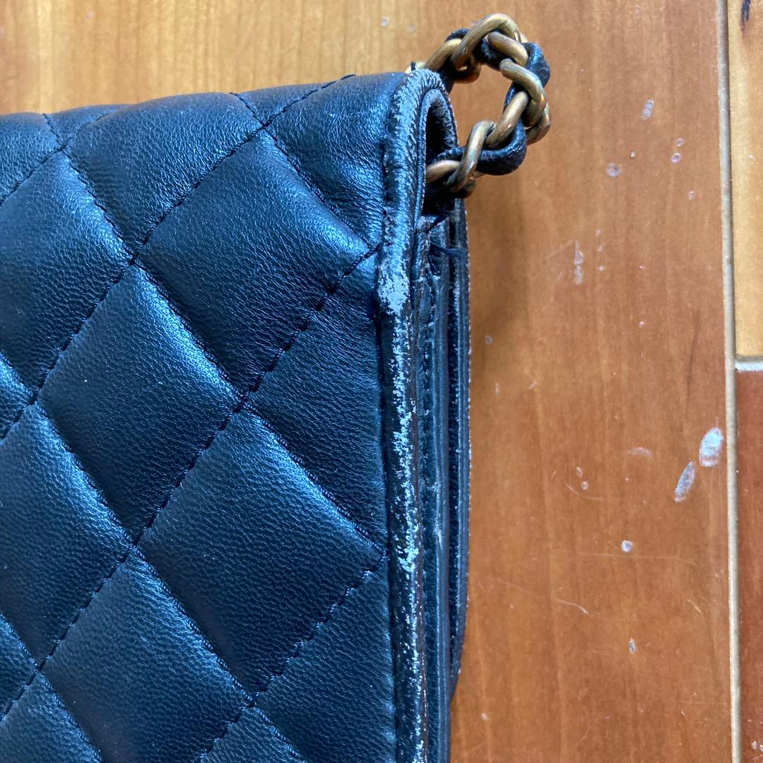 CHANEL ブラック レザー ショルダーバッグ