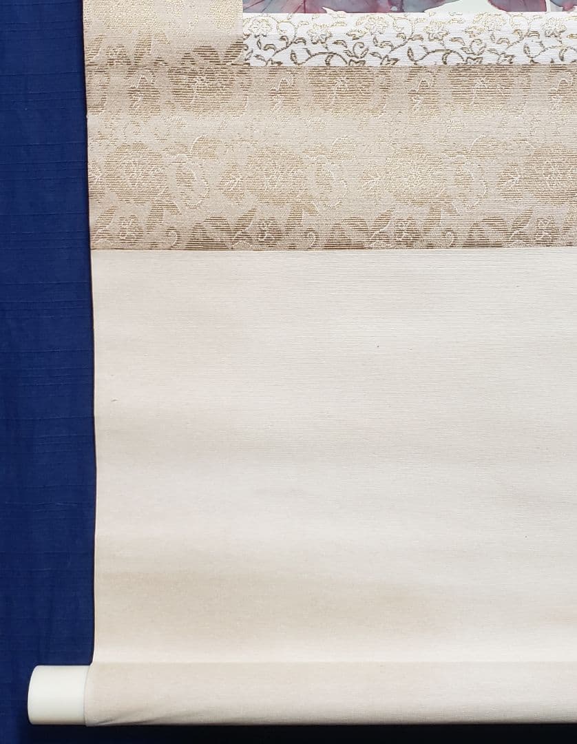 芍薬図】北上聖牛 2583 シャクヤク 太巻き仕立 二重箱 掛け軸 肉筆