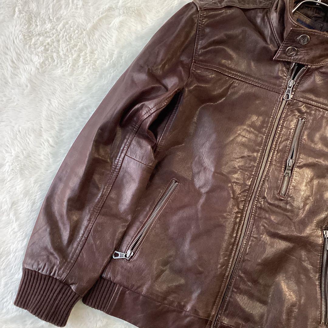 ギャップ レザージャケット ブラウン ヤギ 山羊 ゴートレザー