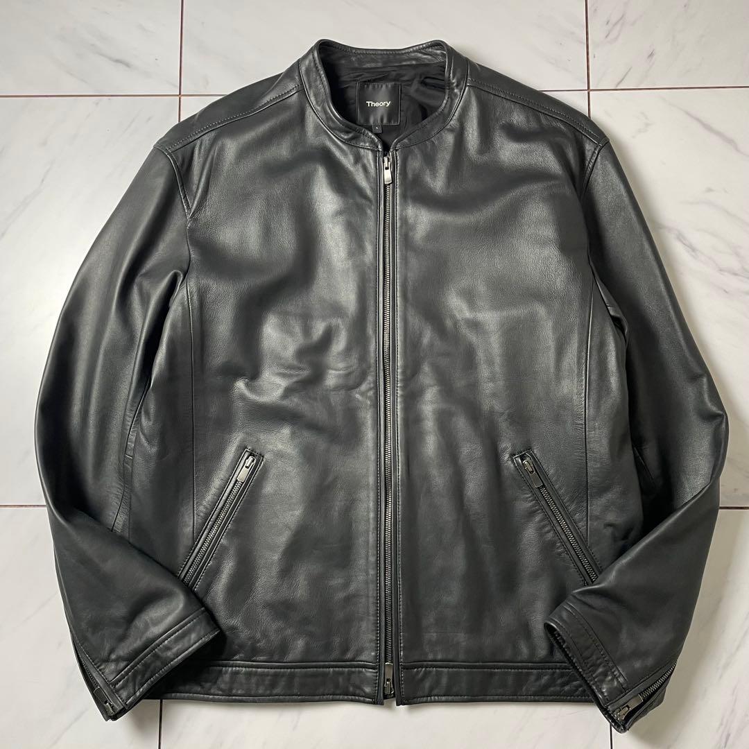 未使用級 theory シングルライダース ラムレザー ジャケット ブラック L シップス SHIPS SHIPS: ラムレザー シングル ライダース ジャケット