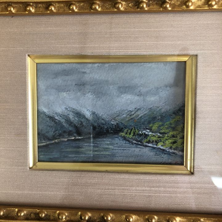 値下げしました‼️和装の女性、湖畔の情景の小品2点　￼