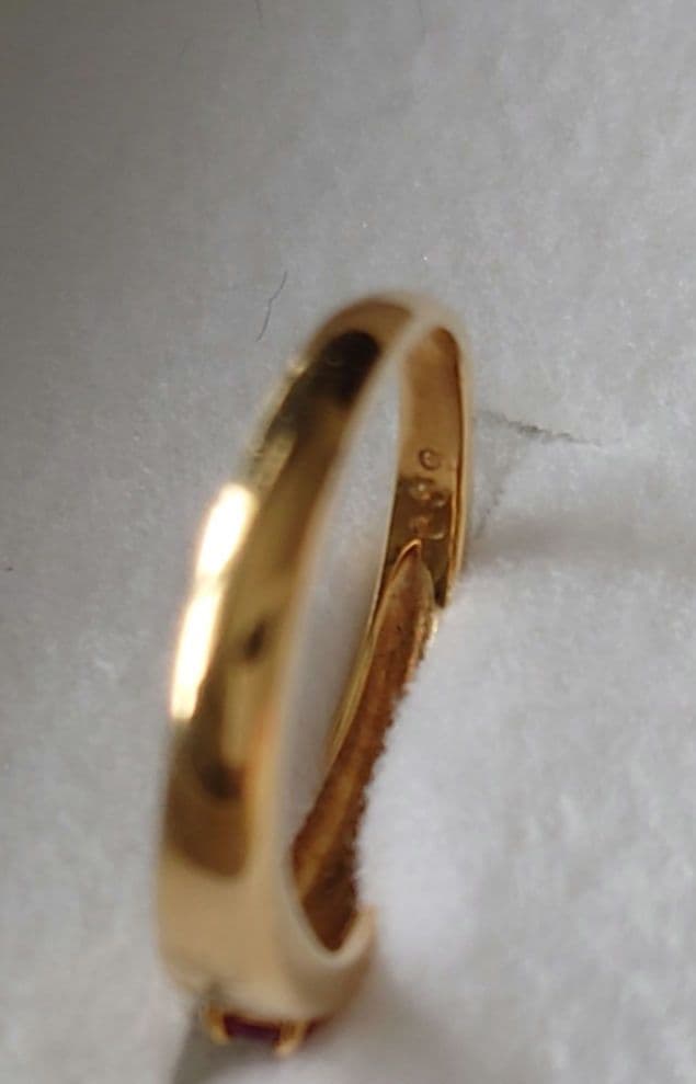 a*！様 K18 ゴールド リング 約8号　シンプル ルビー？ダイヤ？付き レト