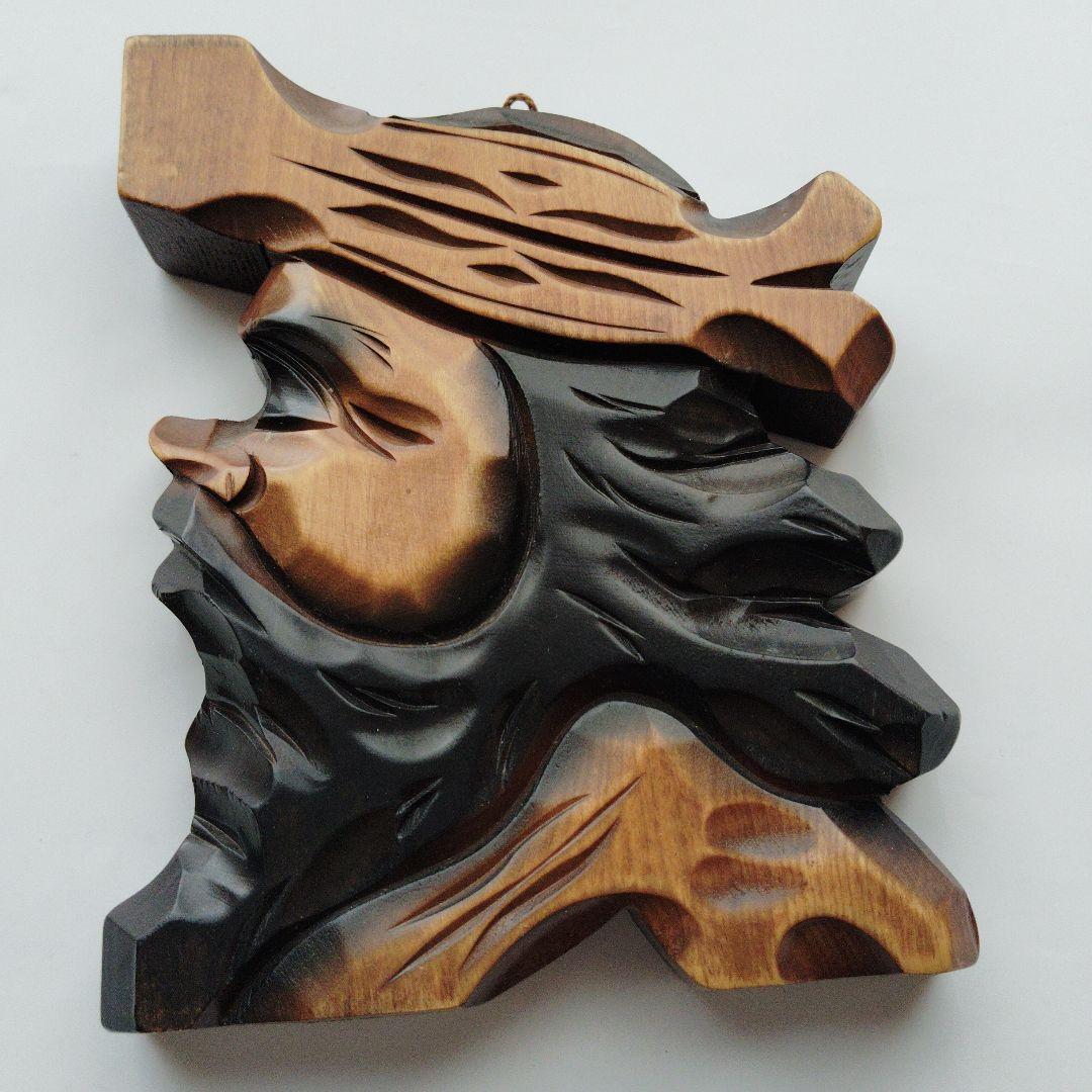 北海道土産 木製彫刻 人物の横顔 北海道 木彫り - メルカリ