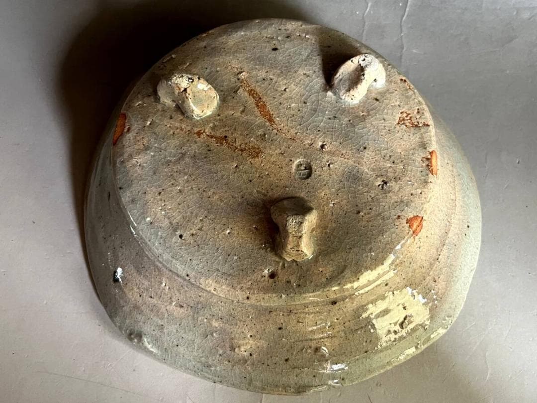 鉢□絵唐津 花唐草紋 菓子器 三つ足平鉢 深皿 古