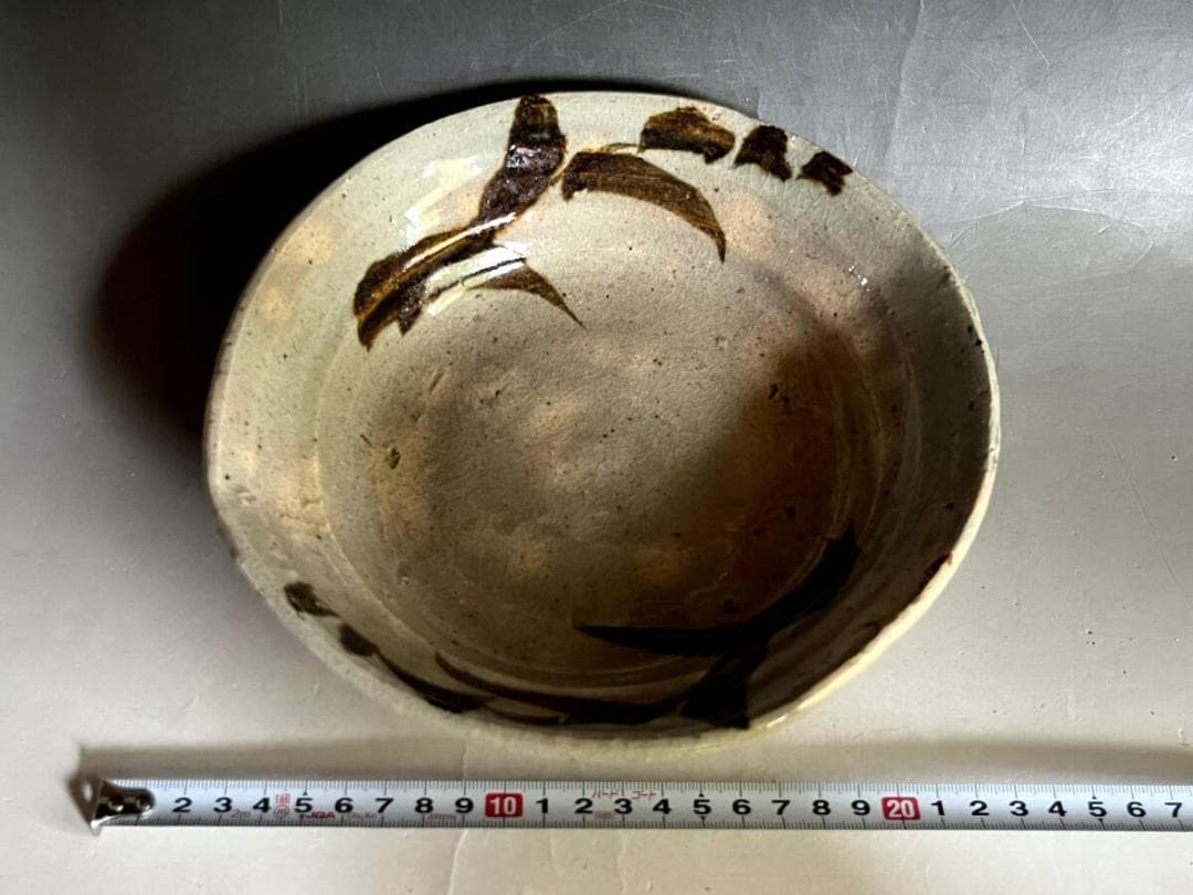 鉢□絵唐津 花唐草紋 菓子器 三つ足平鉢 深皿 古