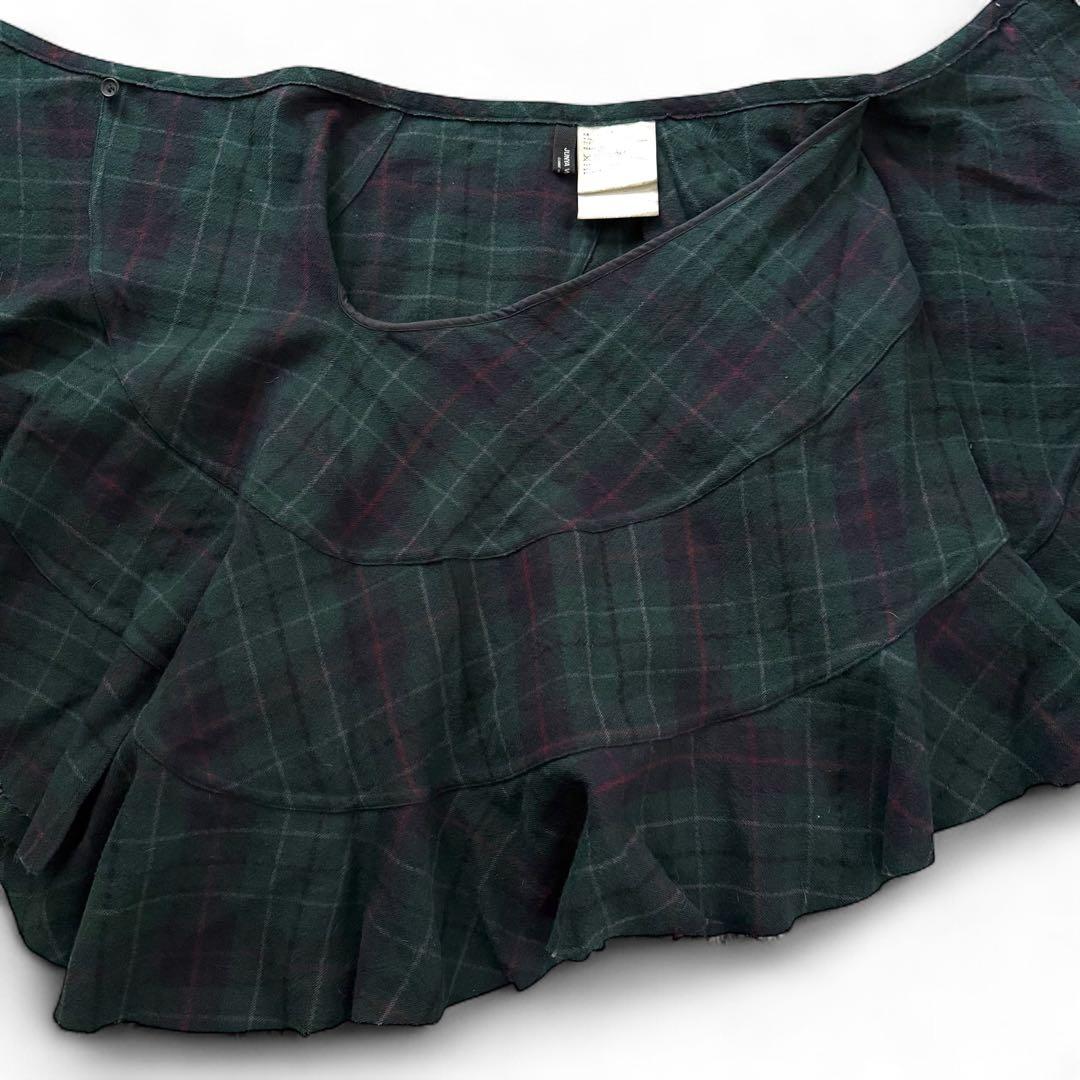 アレマンド様リクエストフリル アシンメトリー スカート チェック ウール