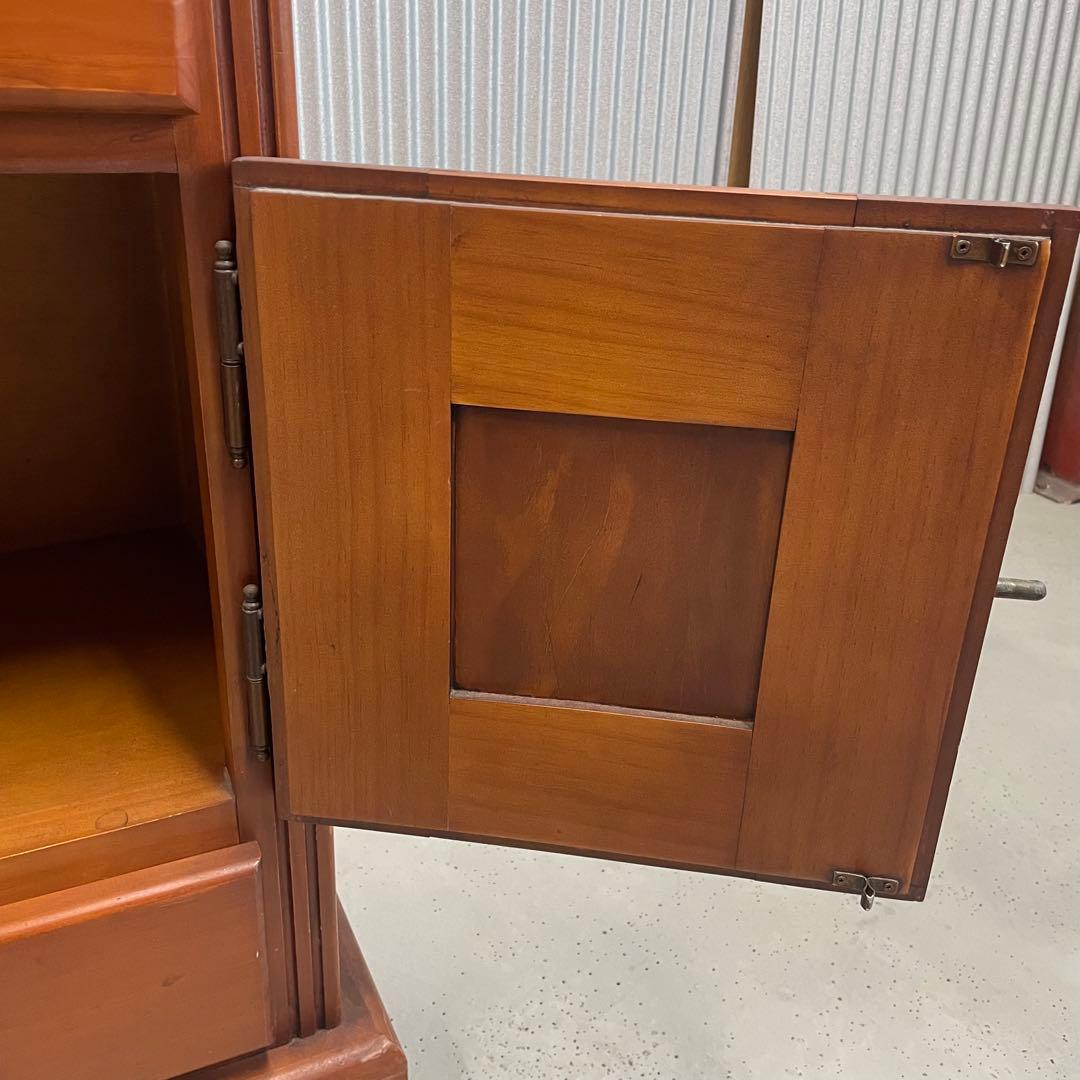 北欧カントリー＊花柄タイル 木製キャビネット バレンシア風