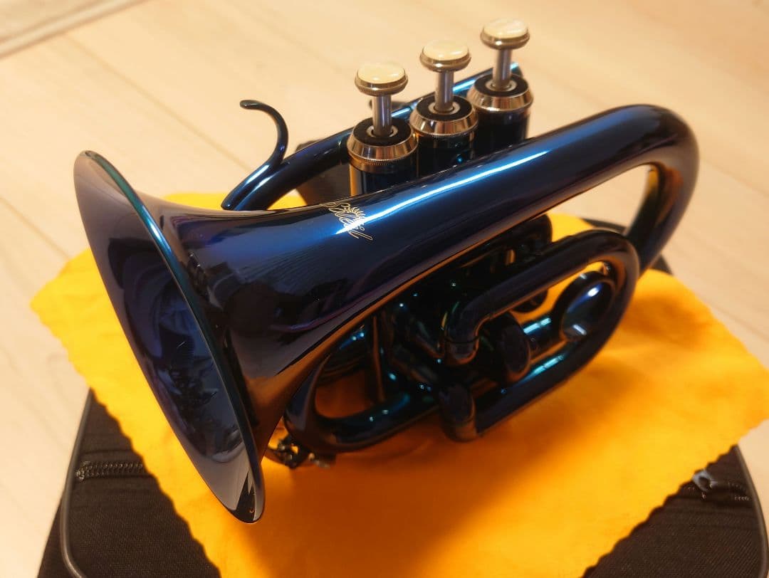 ポケットトランペット Soleil ブルー 純正ケース付き