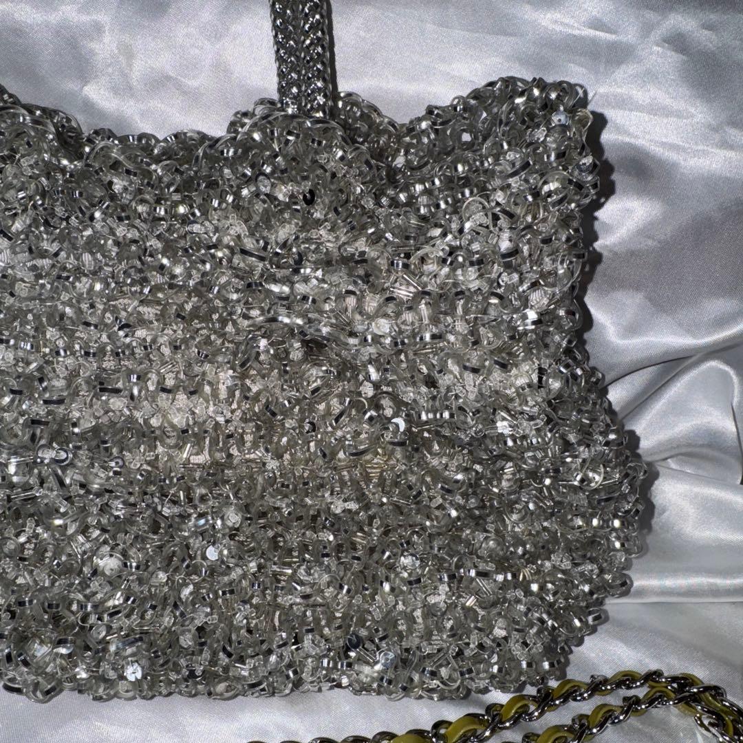 アンテプリマ ワイヤーグリッター シルバー バッグ　3way