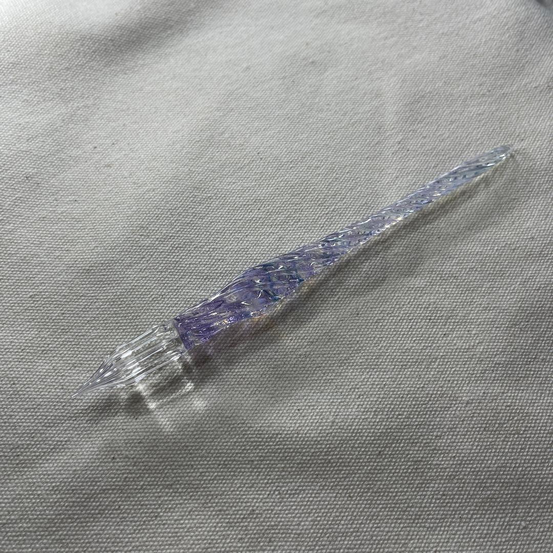 匿名配送　aunガラスペン　レース　マーブル・ライトパープル