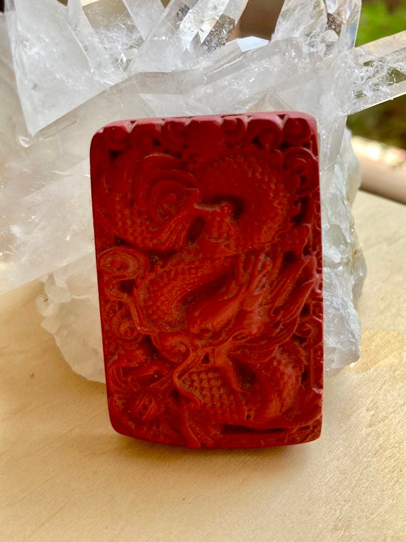 一点物】龍＆観音⭐︎シナバー彫刻2点セット⭐︎開運・風水