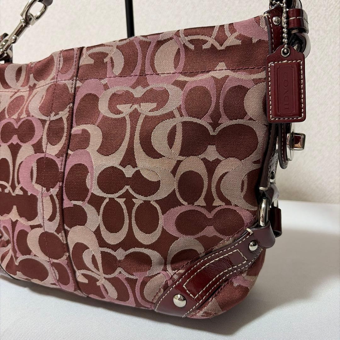 COACH curly 13980 red×pink signature BAG