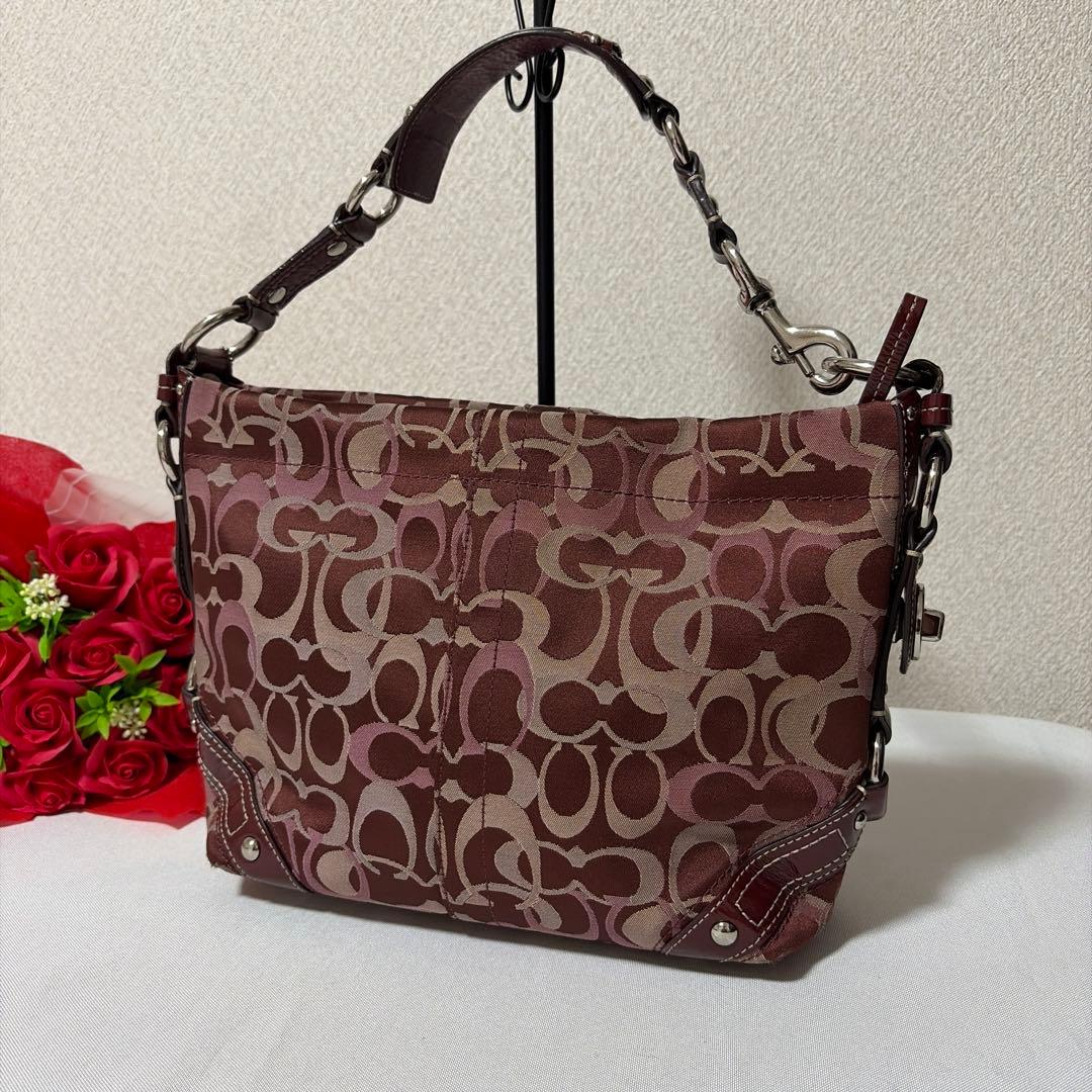 COACH curly 13980 red×pink signature BAG