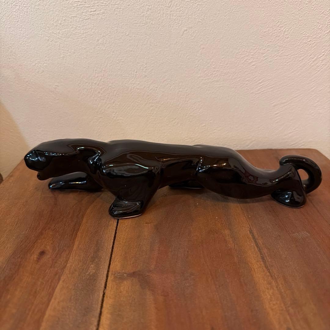 ブラックパンサー 陶器 置物 ミッドセンチュリー ヴィンテージ 50-60s