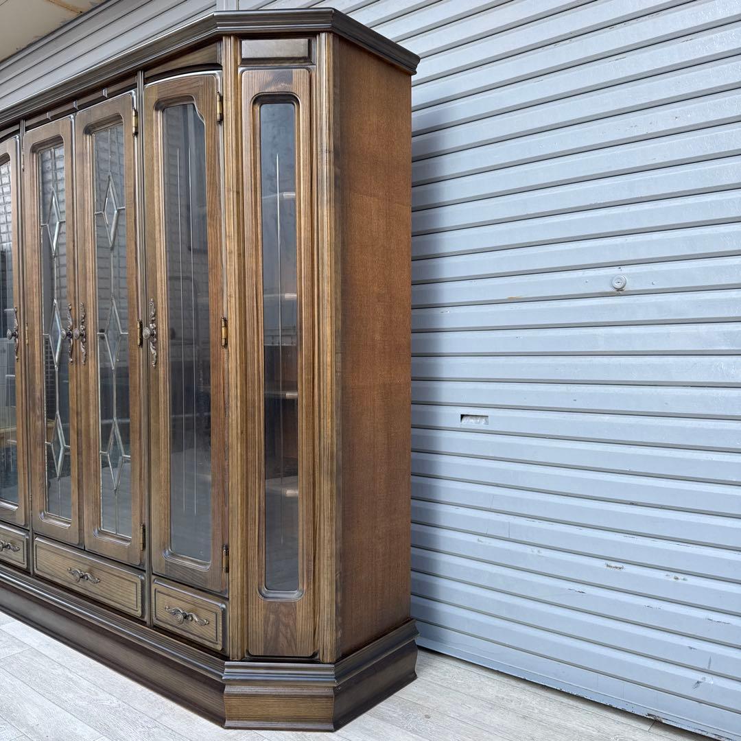 希少ヴィンテージ 旭川純木工芸 いさみや ステンドグラス 飾り棚