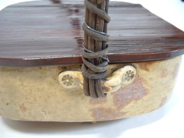 菓子鉢□古い手持ち菓子器 片口 布目 二代 弘法 七十 造之 三つ足 時代