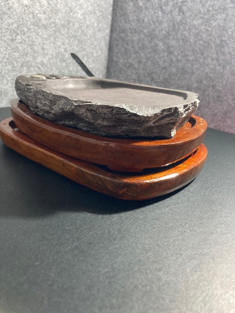 硯　端渓硯 端渓　書道　有眼　木箱　文鎮　高級手漉和紙　伊予　オマケ付き