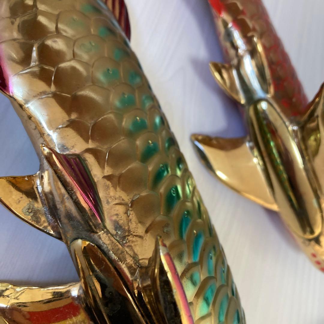 高級品質アジアアロワナオブジェ金龍紅龍2匹セット