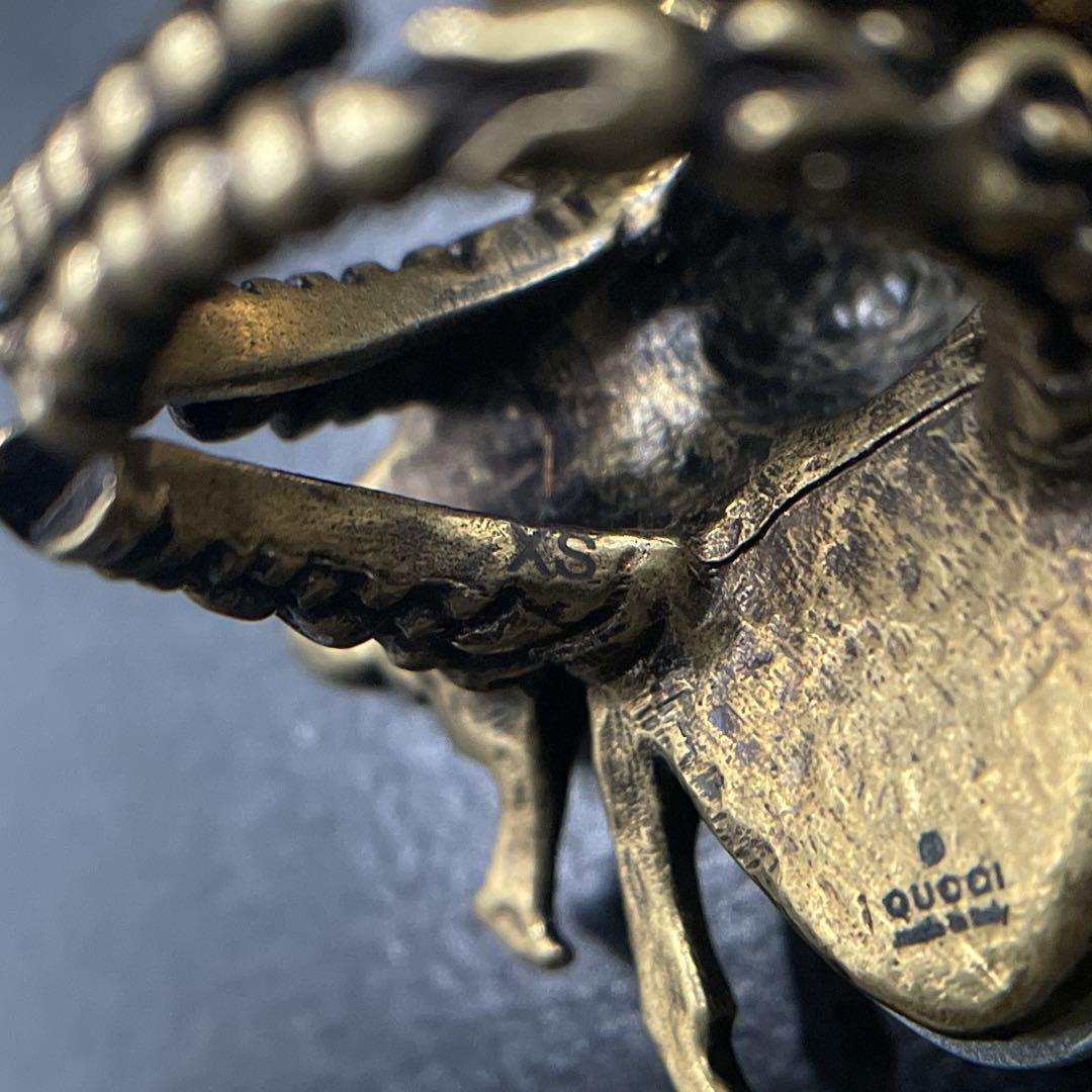 良品　グッチ リング インターロッキング 蜂 ビー パール ストーン 9号　指輪