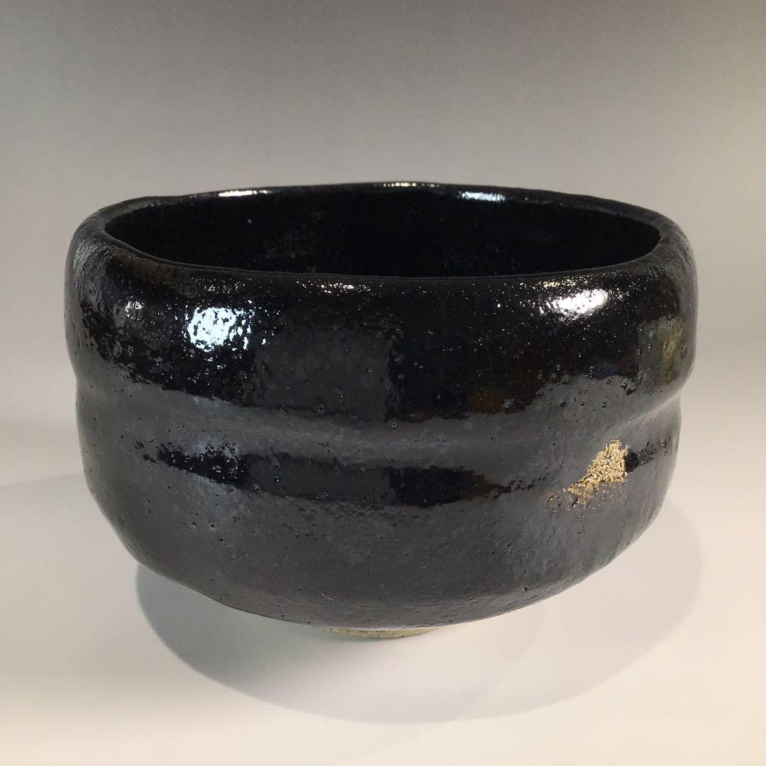 P679 黒楽茶碗 『佐々木松楽造』『大徳寺 福本積應 箱書』 共箱