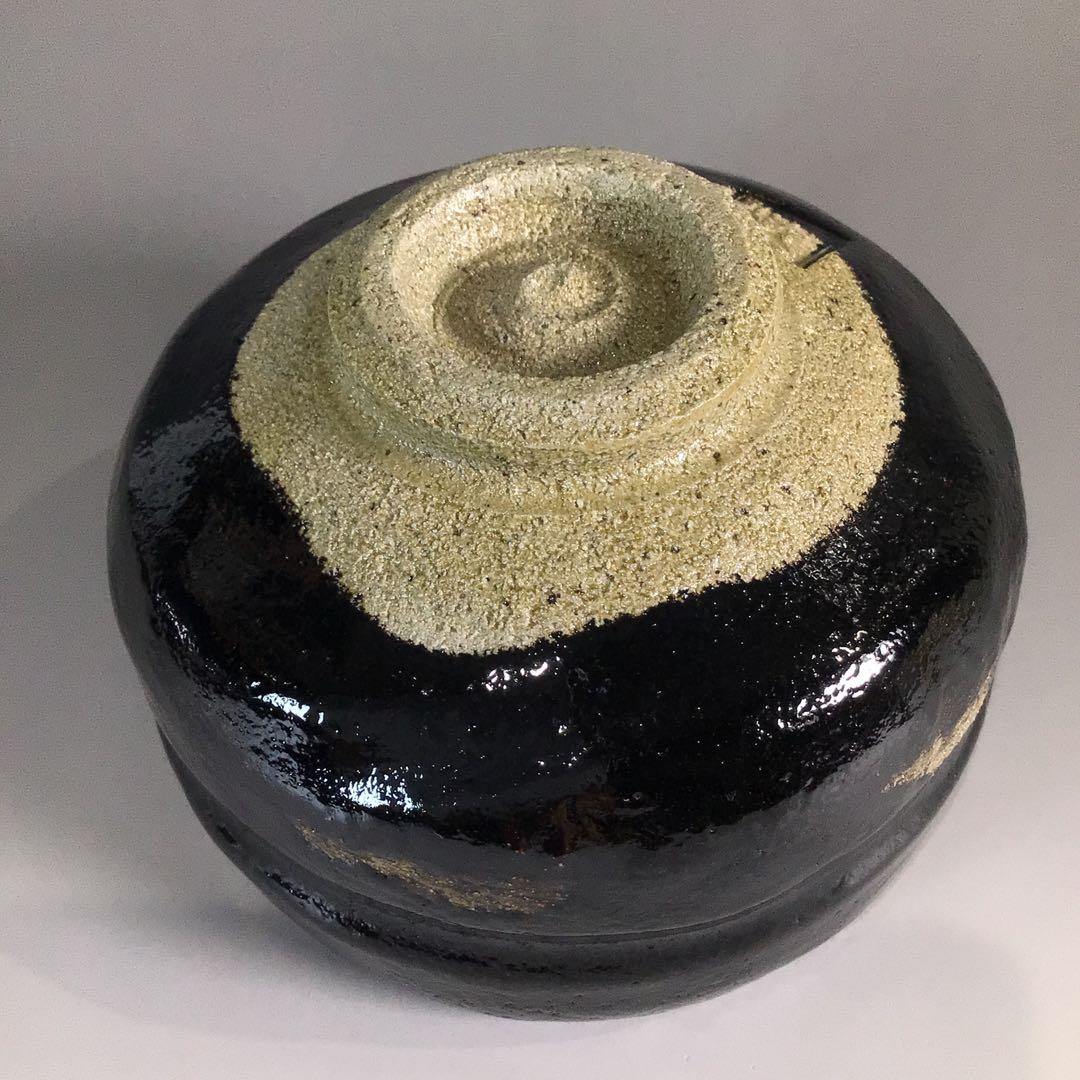 P679黒楽茶碗『佐々木松楽造』『大徳寺福本積應箱書』共箱茶道具