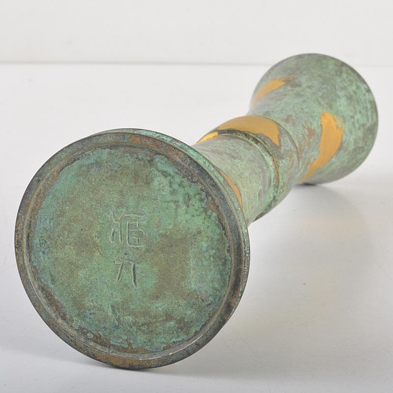 平安 秦蔵六造 塗金銅 立鼓式花瓶 M R7423 - メルカリ