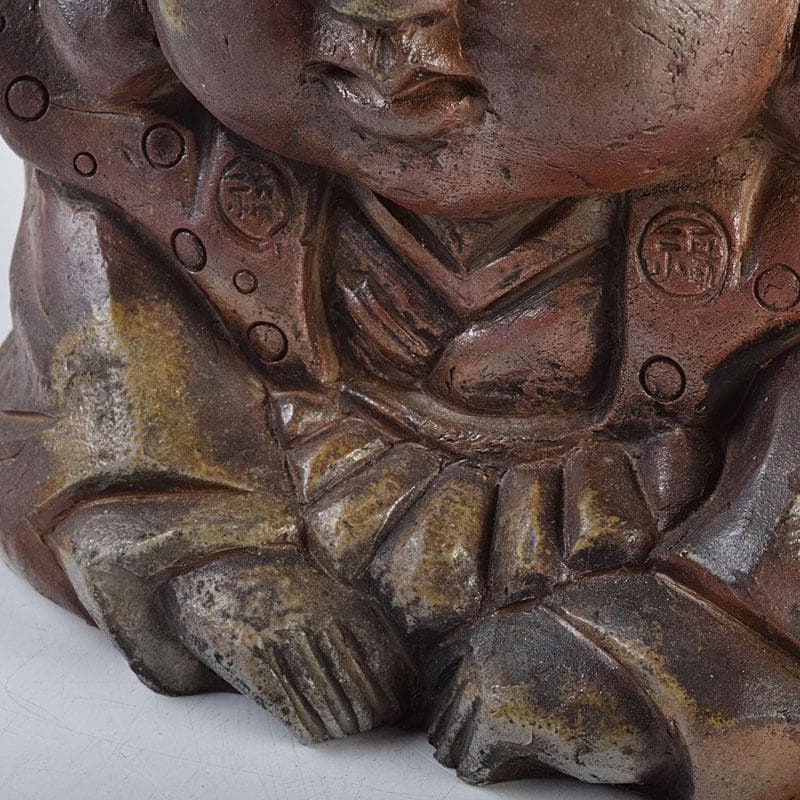 備前焼 福助 置物 縁起物 高さ約16.5㎝ 在銘 V 9094の通販はau PAY