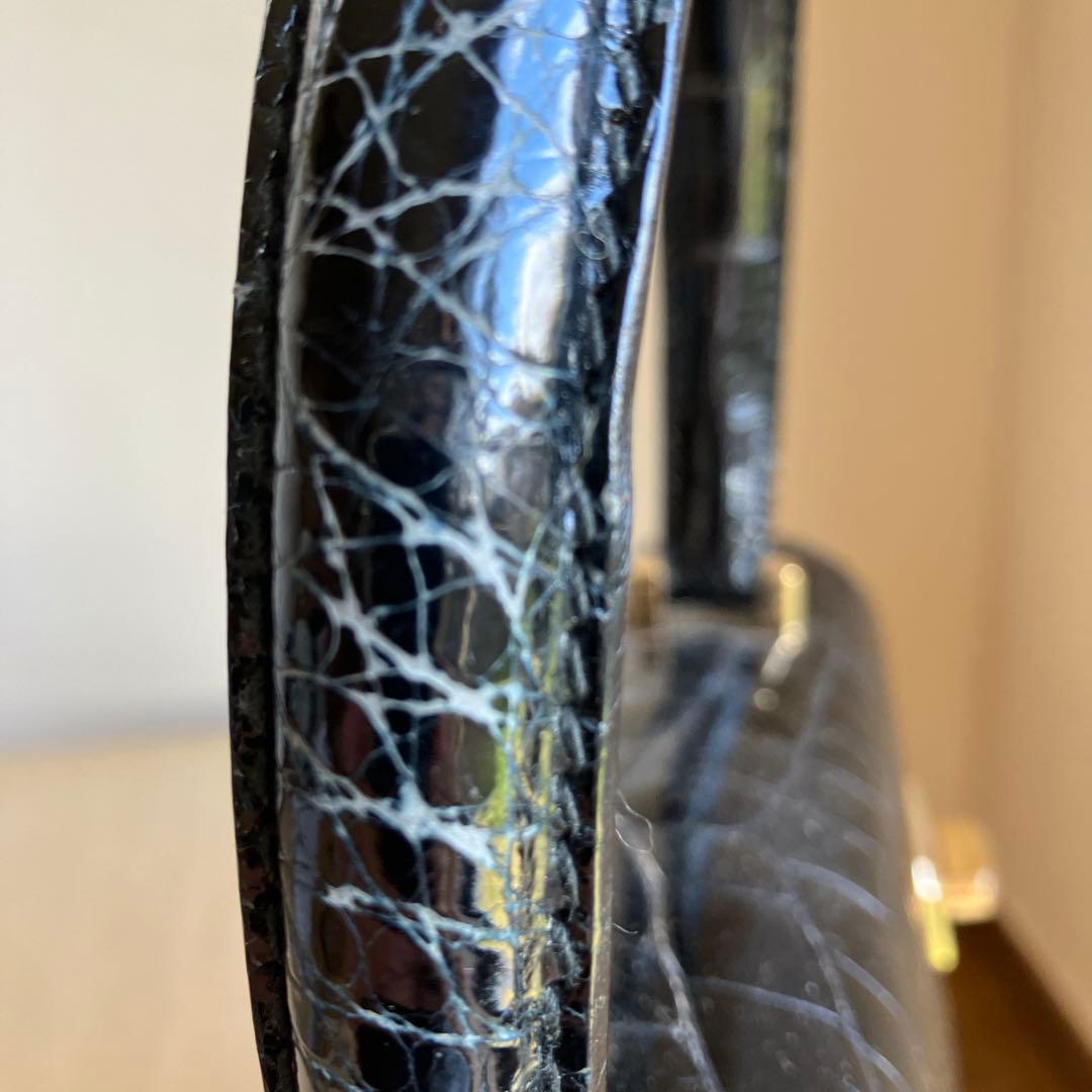 クロコダイル風ハンドバッグ ブラック