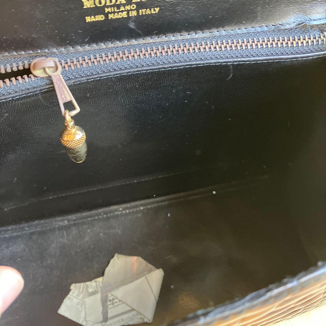 クロコダイル風ハンドバッグ ブラック