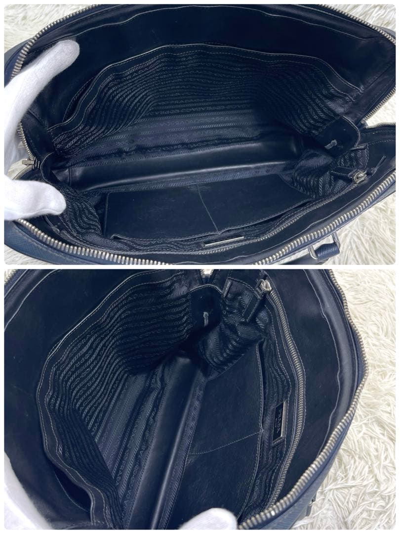 PRADA プラダ　ビジネスバッグ　三角ロゴプレート　サフィアーノレザー