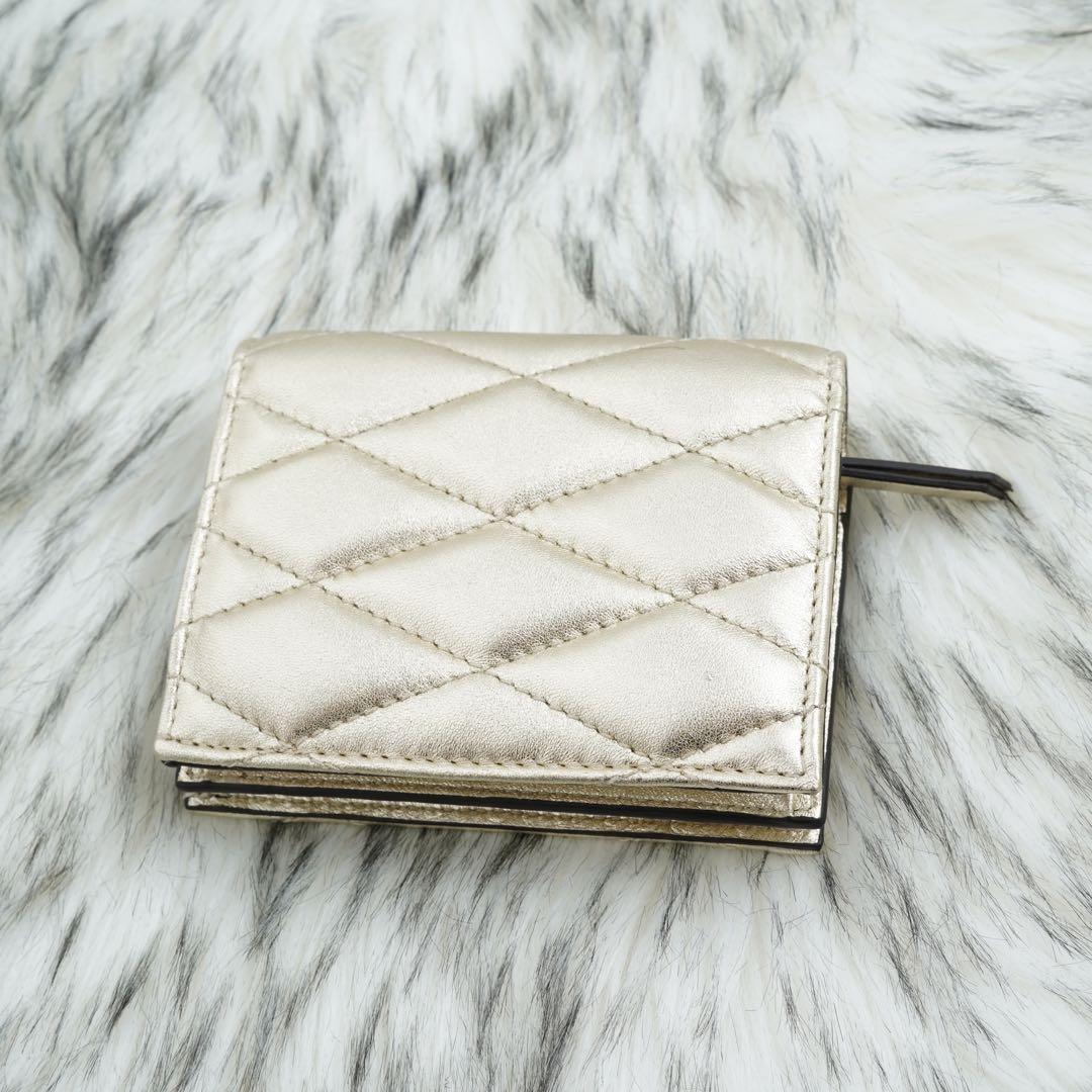 未使用品　箱・タグ類付属　jimmy choo 二つ折り財布　ゴールド系　即完売