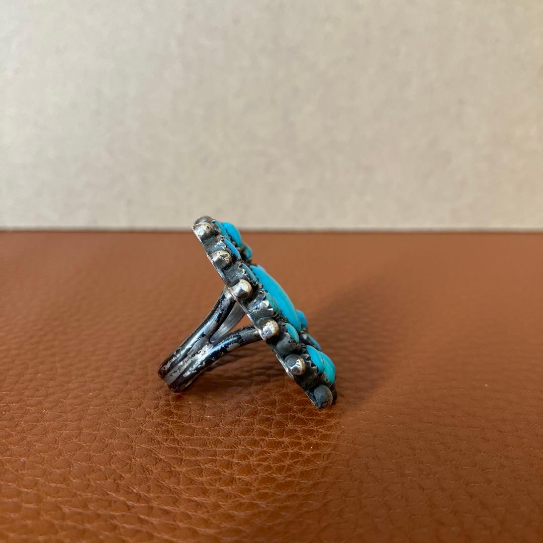 インディアンジュエリー　ナバホ族 ヴィンテージ　ターコイズ　クラスターリング