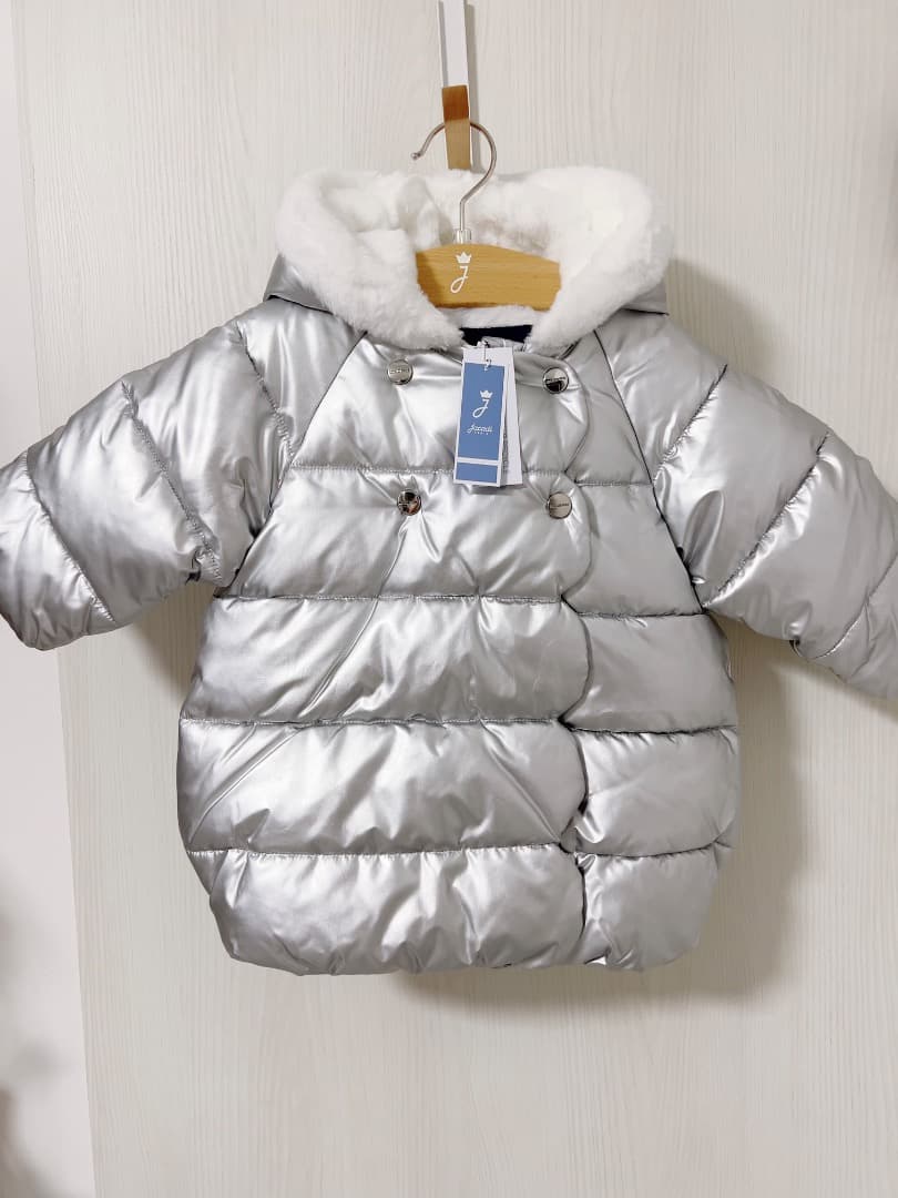 【新品】jacadi シルバー　中綿入りジャケット　18m