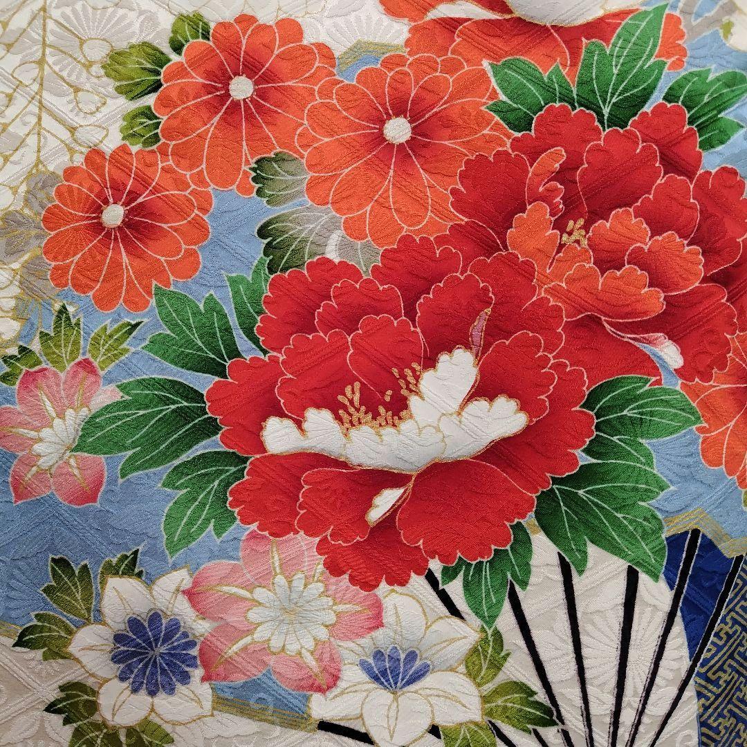 振袖フルセット(7点)・成人式・豪華牡丹刺繍・金彩加工・暈し染め