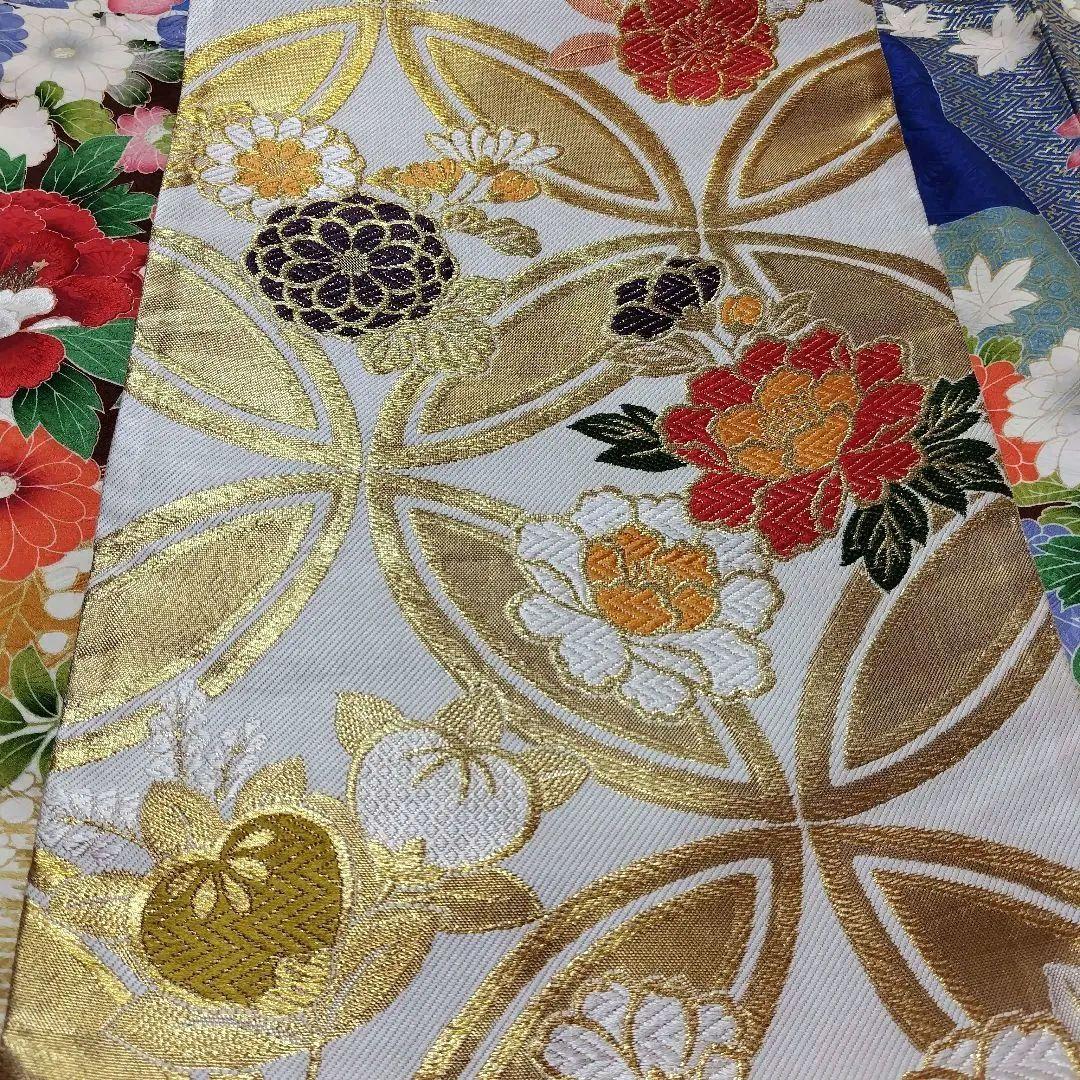 振袖フルセット(7点)・成人式・豪華牡丹刺繍・金彩加工・暈し染め