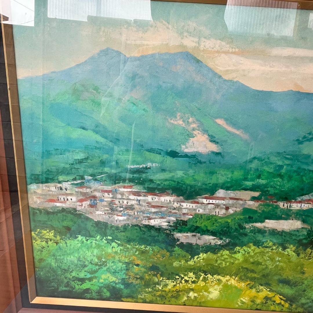 額縁付き 広瀬和之 F12 油彩画 雲仙