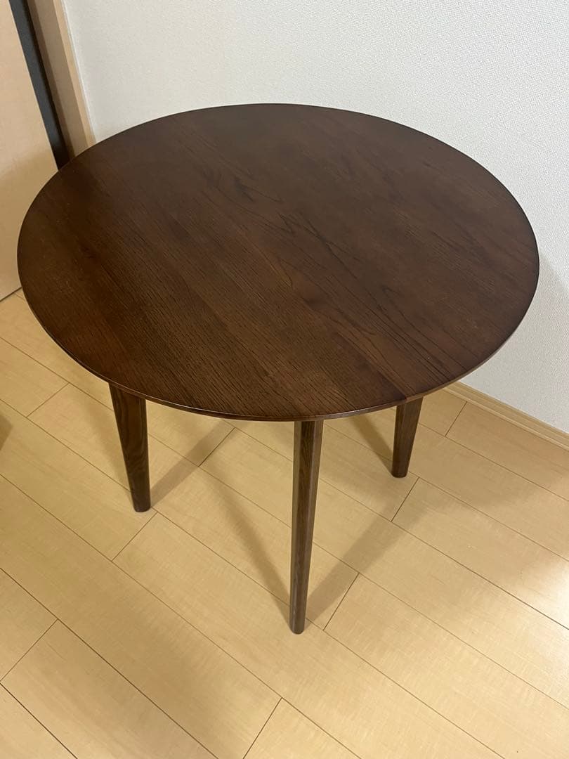 木製ダイニングテーブル 円形 ダークブラウン