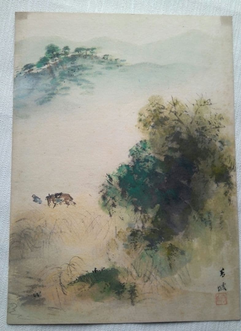 名古屋の画家浅見香城の風景画紙本日本画(まくり）全8