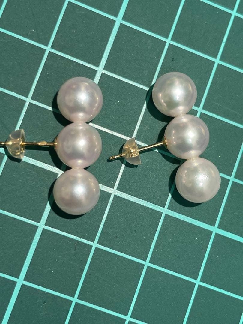 18k，akoya真珠ピアス、7.9mm，天女のレベル