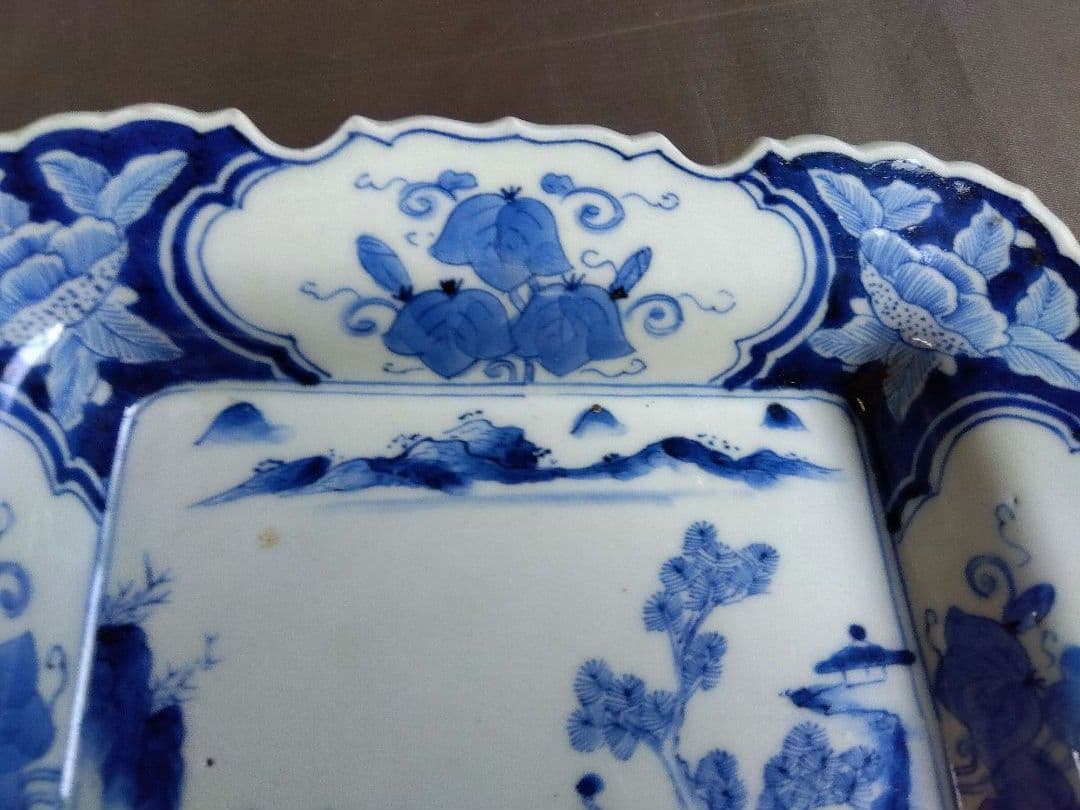 骨董　染付　角皿