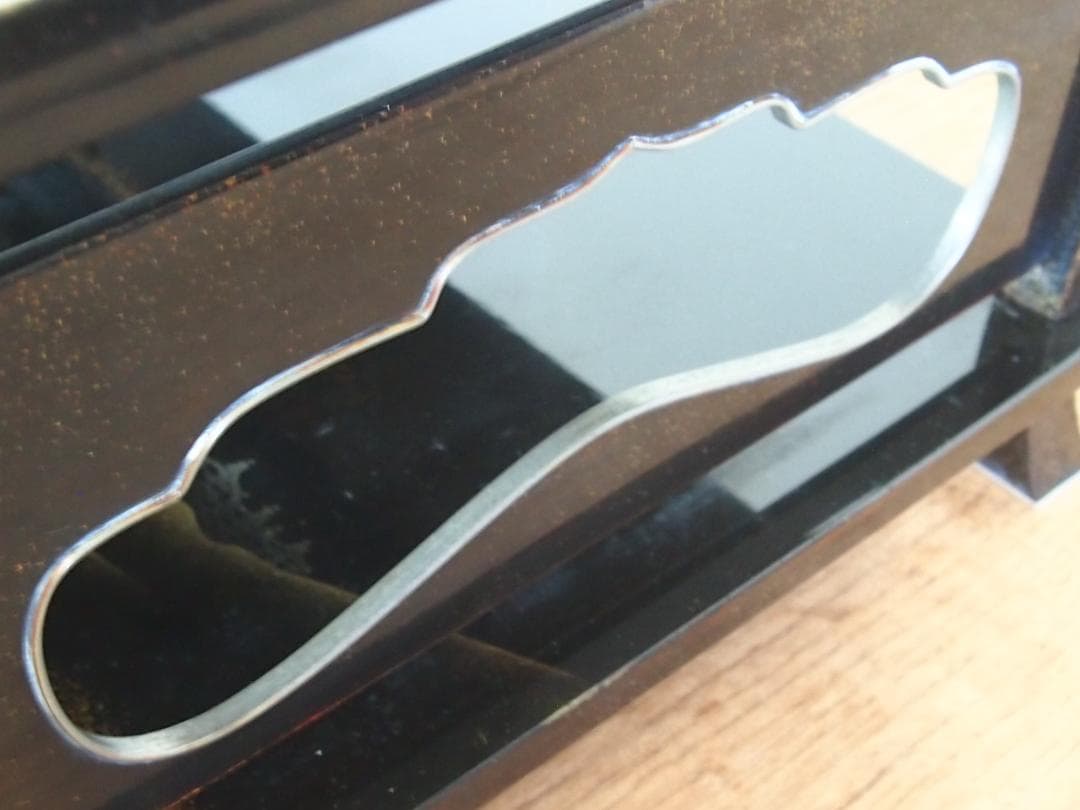 骨董・時代の美品】大名道具 二段平卓 山水蒔絵 香炉台/盆栽台/