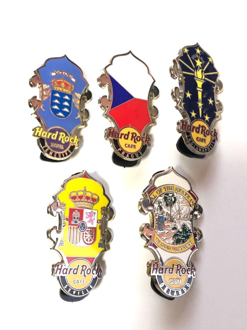 ハードロックカフェ　ギターヘッドピンバッジ5個セット ハードロックカフェ ギターヘッドピンバッジ5個セット ハードロック
